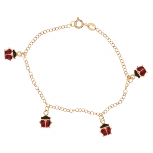 BRACCIALE COCCINELLE CON PENDENTI GR 2.20 ORO GIALLO